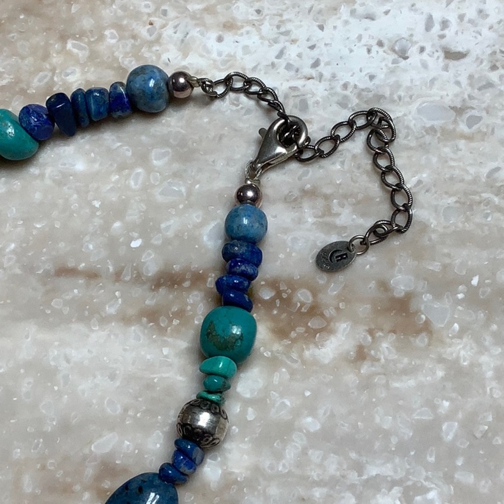 😍925 Silver & Turquoise/Lapis Necklace😍NWOT - Picture 4 of 8